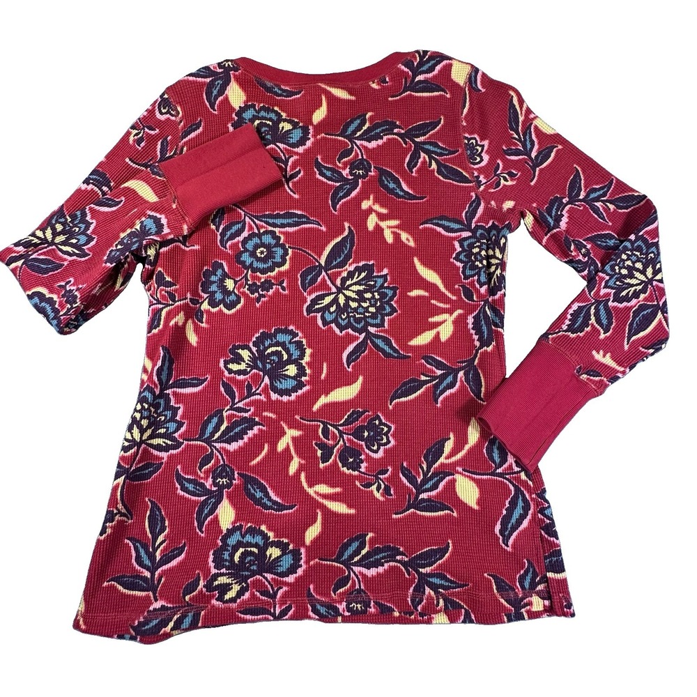 Belle Boho Kim Gravel Waffle Knit Retro Floral Top Women Small Chili Pepper Fall